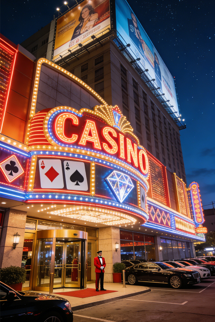 Teenager sitting on floor in dimly lit arcade, looking bored by vintage slot machines.